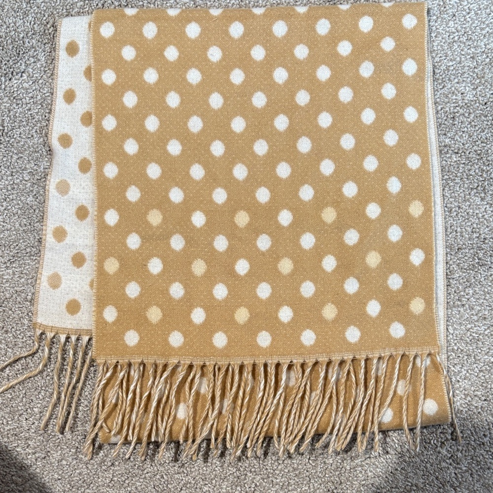 V. Fraas cashmink scarf made in Germany gold with polka dots soft 50 x 11 OS